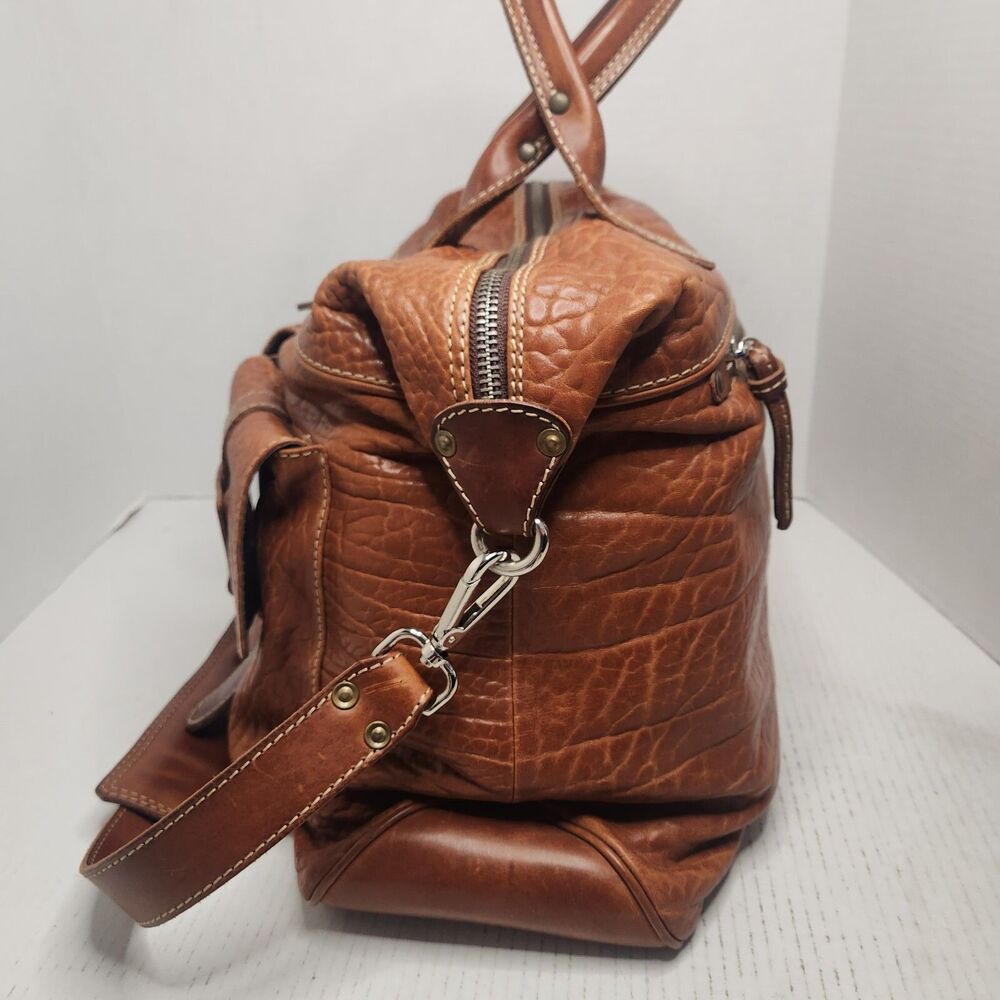 Borlino Milano Buffalo Leather Duffle Bag Weekender w Strap OOAK MTO Italy Terra - Picture 7 of 16